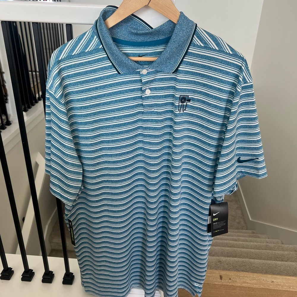 Nike Men's Blue Striped Golf Polo